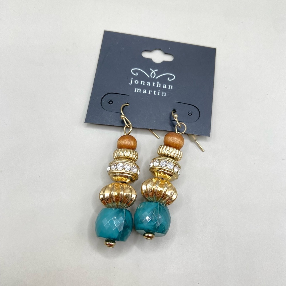 Johnathan Martin Gold Turquoise Fashion Drop Earrings